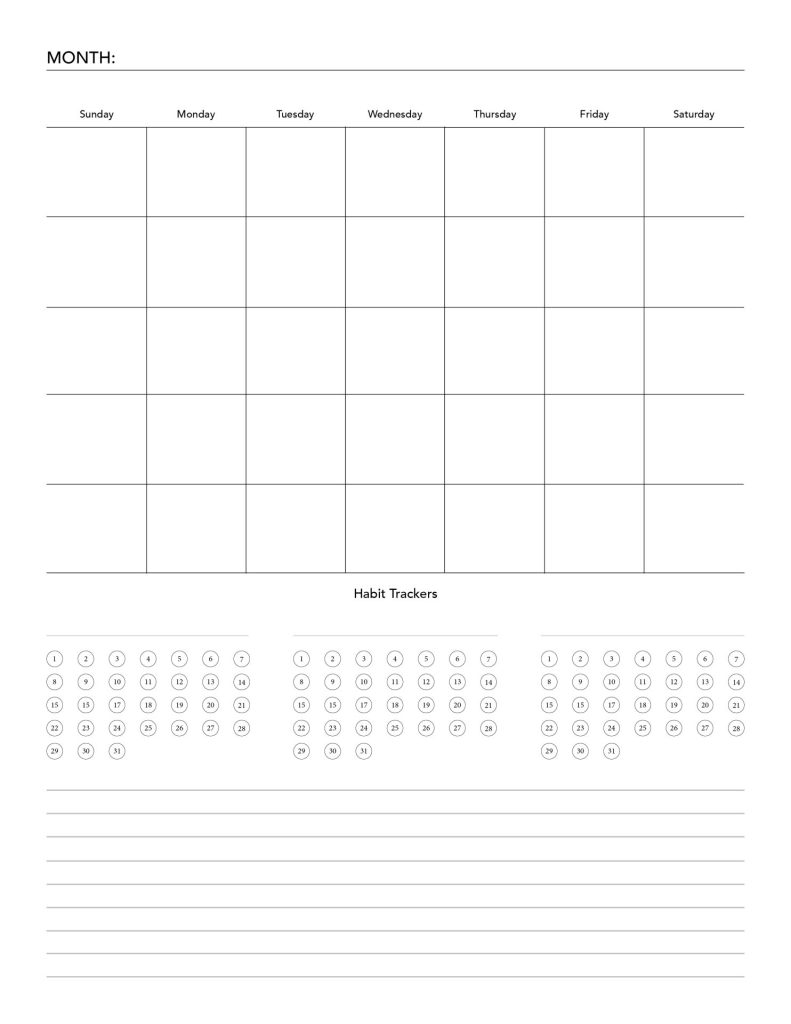 One-page-Montly-Mini-Calendar4-791x1024 Limitless Planners